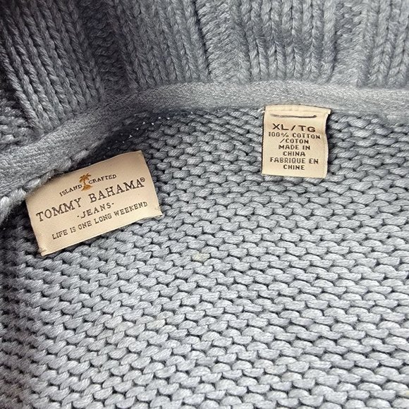 Tommy Bahama Jeans Mens XL Gray Cardigan Sweater Jacket Full Zip Heavyweight - Picture 4 of 12